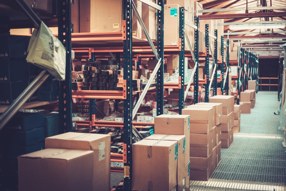 Boxes in a warehouse