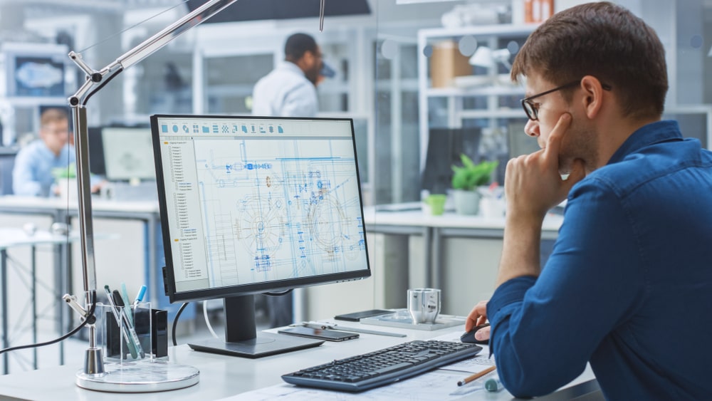 Engineer using a computer