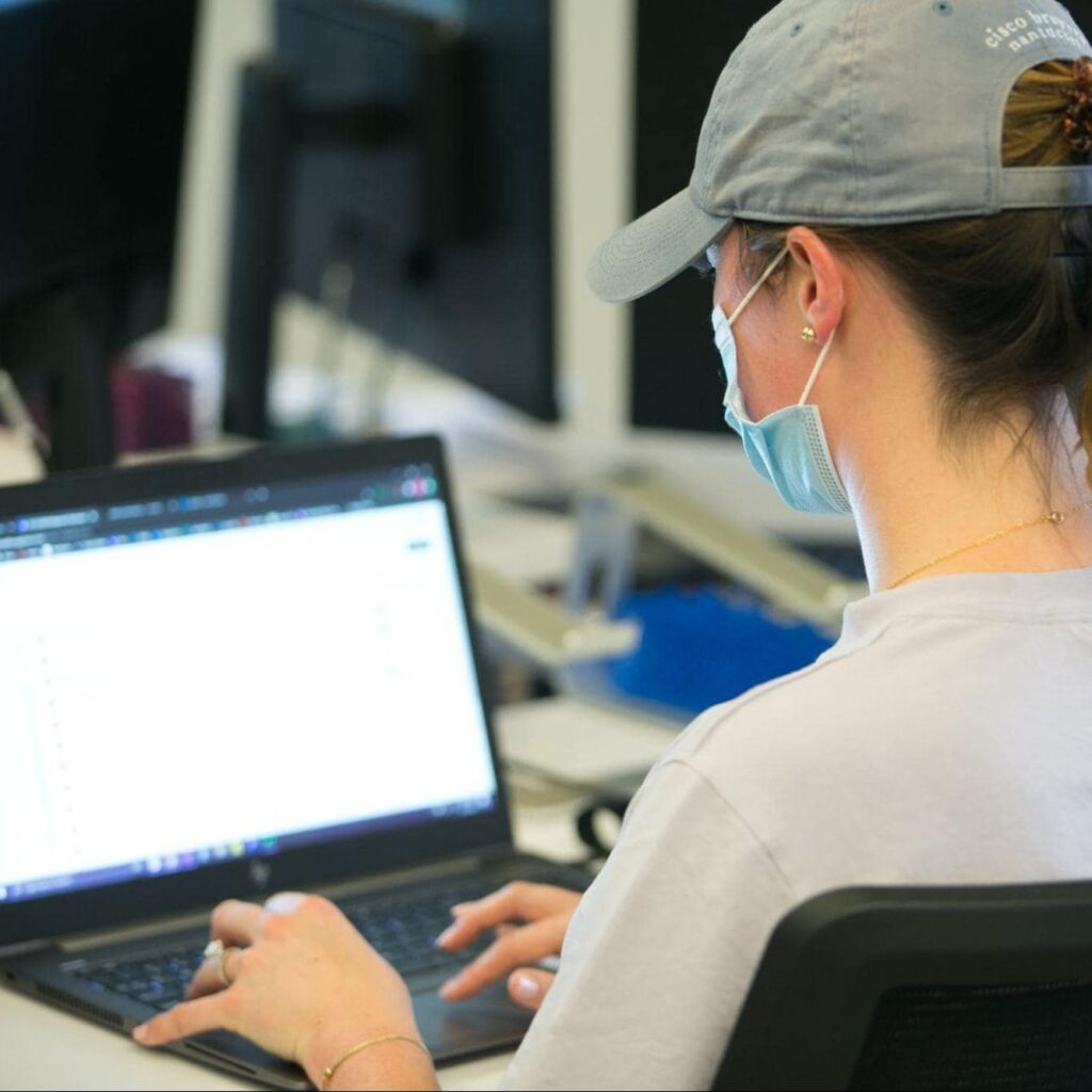 Woman using a laptop