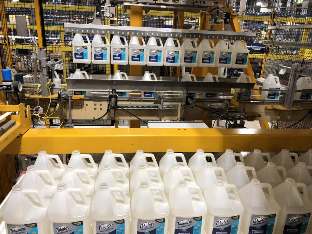 Plastic bottles in a factory