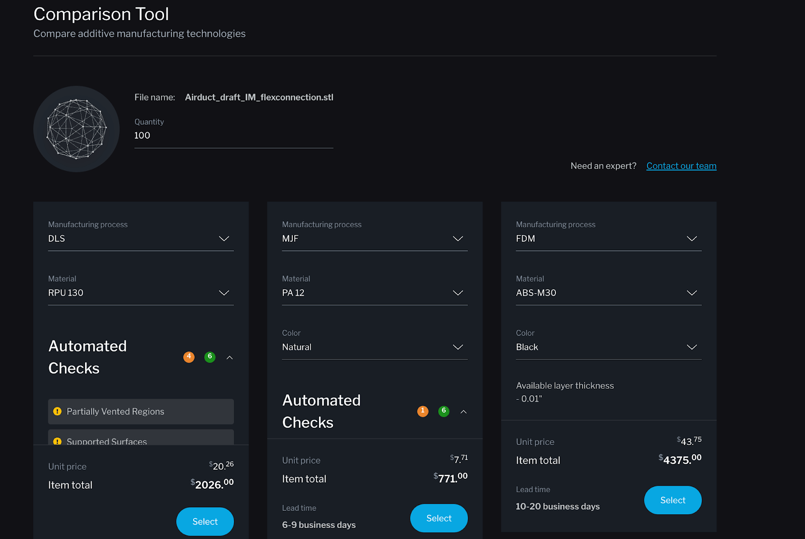 Comparison tool