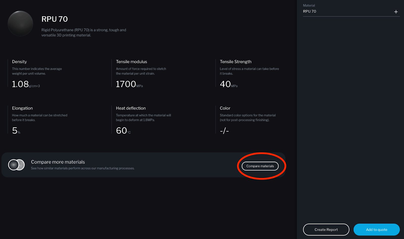 Navigate to comparison tool